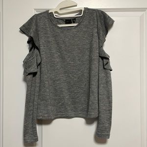 Free Press - flutter sleeve - cold shoulder knit sweater - S